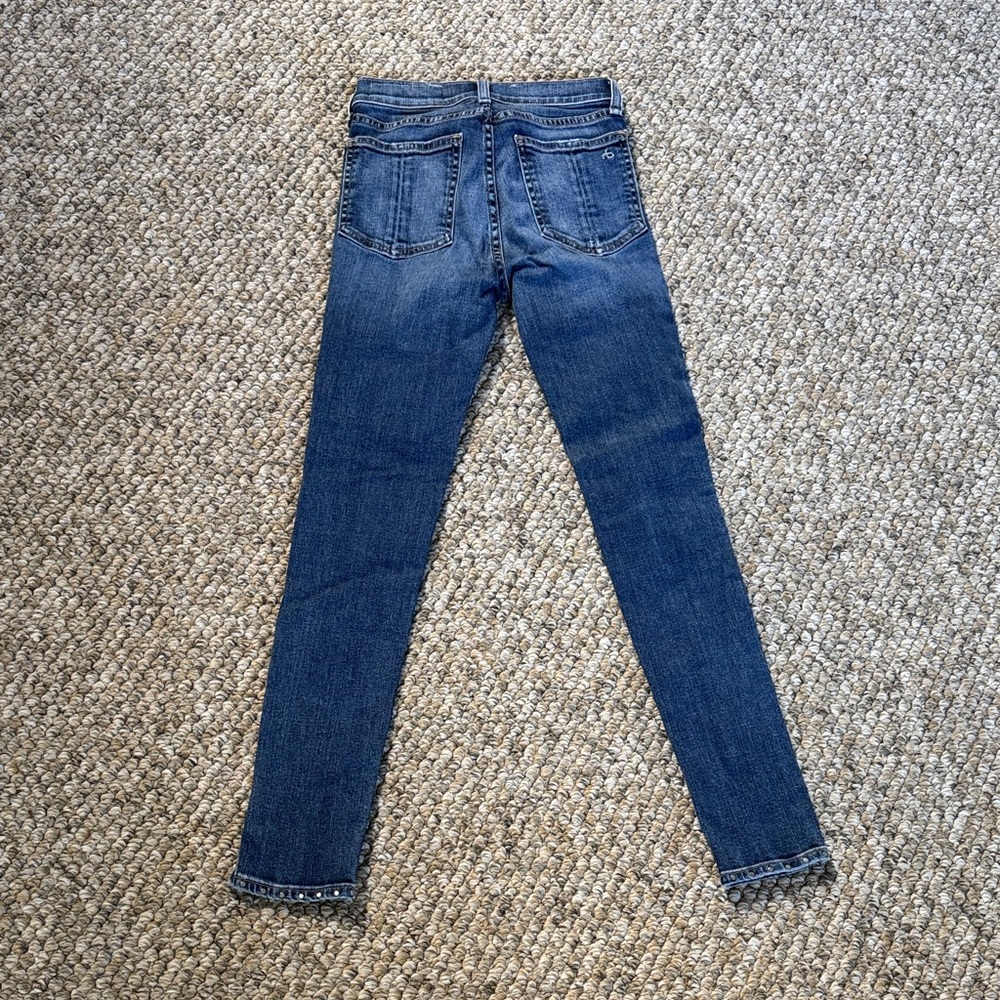 Rag&Bone Women's Skinny Capri Jeans with silver studs size 23 like new - Picture 6 of 8
